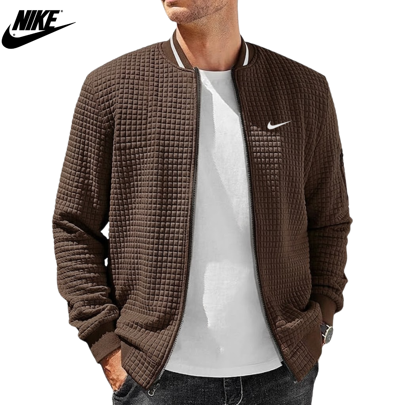 2026 Textured Grid Bomber Jacket || Clearance Sale