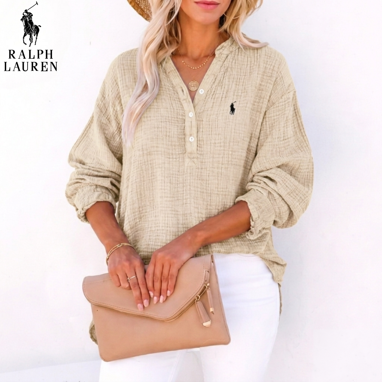 2026 Breezy Linen Crinkle Henley || Clearance Sale