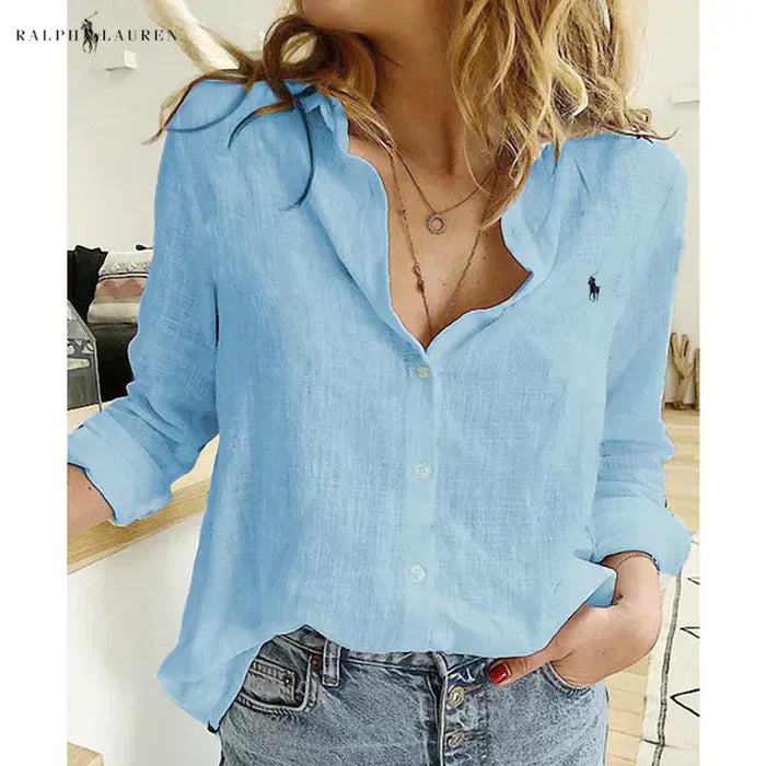 R. Ꮮаᴜгеn Linen Button-Up Shirt