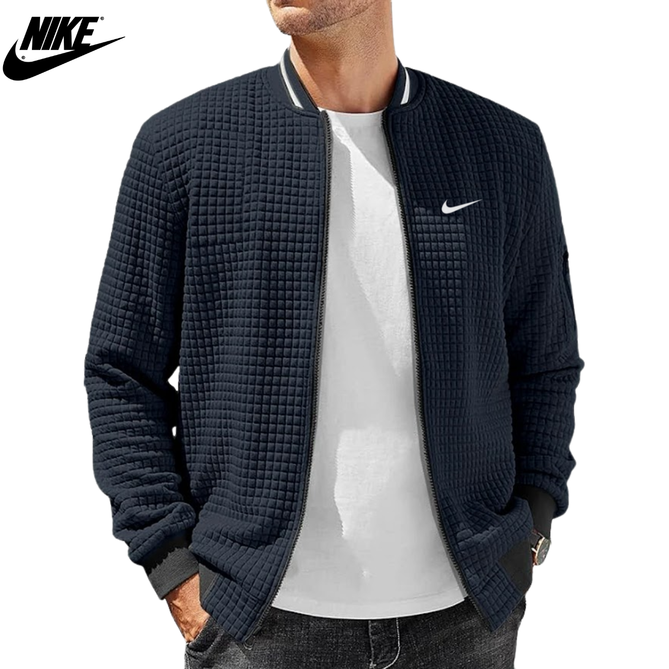 2026 Textured Grid Bomber Jacket || Clearance Sale