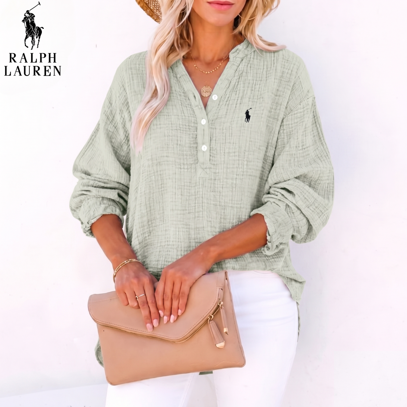 2026 Breezy Linen Crinkle Henley || Clearance Sale