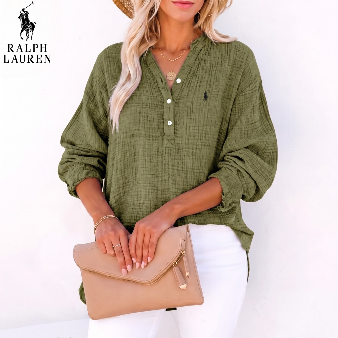 2026 Breezy Linen Crinkle Henley || Clearance Sale