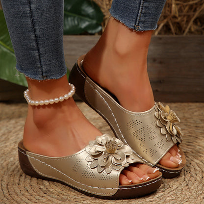 Floral Comfort Wedge Sandals