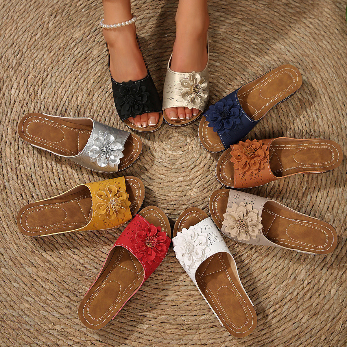 Floral Comfort Wedge Sandals