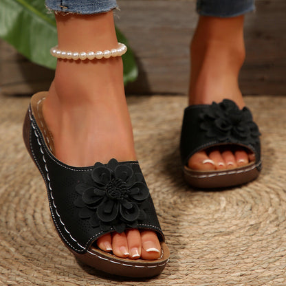 Floral Comfort Wedge Sandals