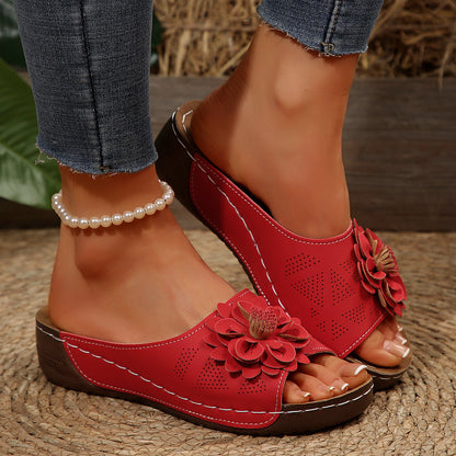 Floral Comfort Wedge Sandals