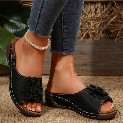 Floral Comfort Wedge Sandals