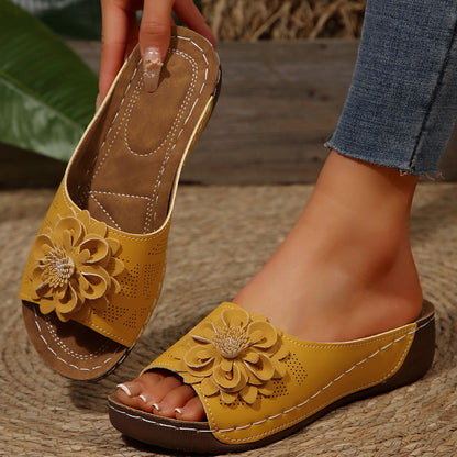 Floral Comfort Wedge Sandals
