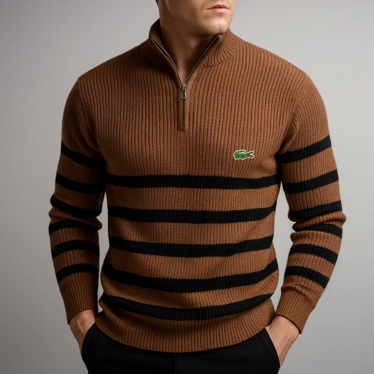 Classic Striped Zip-Up Sweater - Clearance Sale